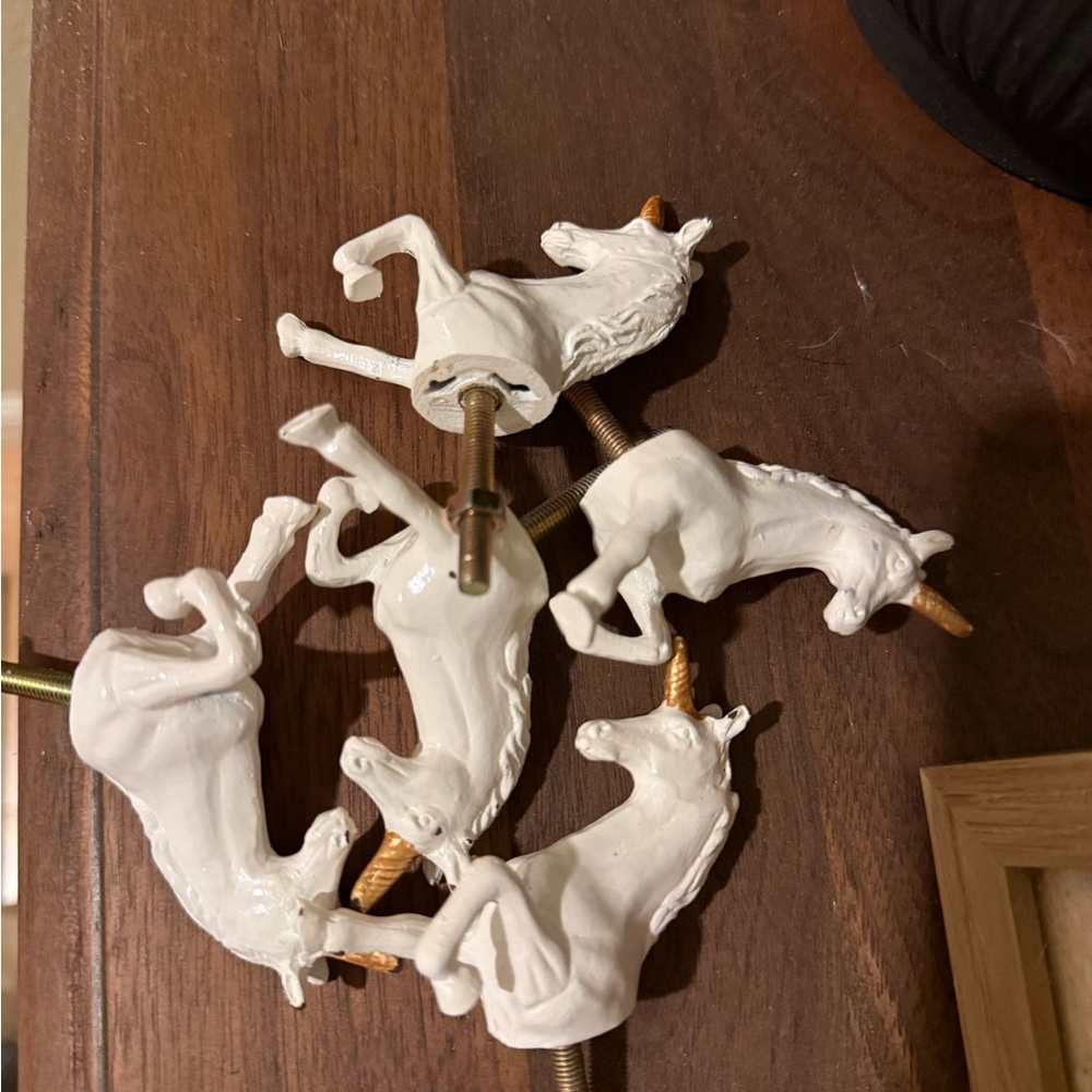 Decorative White Unicorn Drawer Pulls Knobs with Gold Horn - Picture 2 of 6